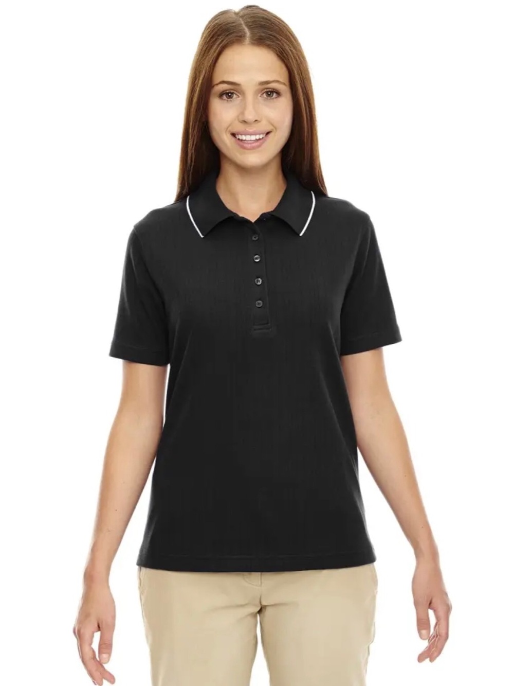 Ladies’ Edry™ Cotton Blend Performance Polo-Black